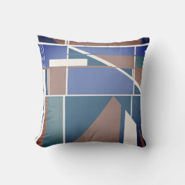 ブラウンブルーティール（緑がかった色）オフホワイトモダン抽象デザイン クッション