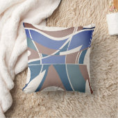 ブラウンブルーティール（緑がかった色）オフホワイト渦巻きアート抽象芸術 クッション (ブランケット)