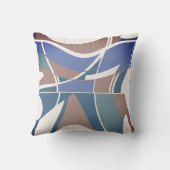 ブラウンブルーティール（緑がかった色）オフホワイト渦巻きアート抽象芸術 クッション (裏面)