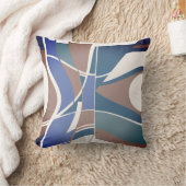 ブラウンブルーティール（緑がかった色）オンオフホワイト渦巻きアート抽象芸術 クッション (ブランケット)