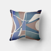 ブラウンブルーティール（緑がかった色）オンオフホワイト渦巻きアート抽象芸術 クッション (裏面)