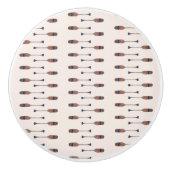 ブラウンブルーネイビーウォーターカラーパドルイラストレーション  セラミックノブ (正面)