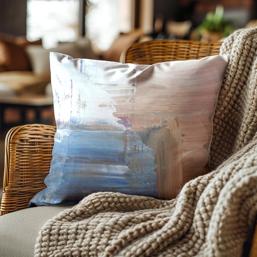 ブラウンブルーホワイト抽象芸術 芸術的 クッション