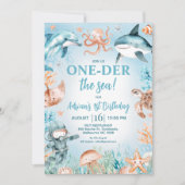 ブラウンブルーボーイズ海のワンダーズ最初の誕生日 招待状 (正面)