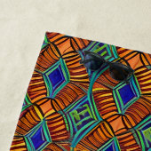 ブラウンブルー抽象芸術アフリカトライバルジオメトリック ビーチタオル (インサイチュ)