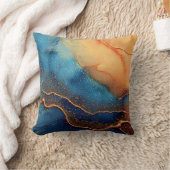 ブラウンブルー抽象芸術アルコールイ芸術的ンク クッション (ブランケット)