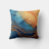 ブラウンブルー抽象芸術アルコールイ芸術的ンク クッション (裏面)