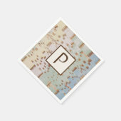 ブラウンブルー抽象芸術 モノグラムの スタンダードカクテルナプキン (角)