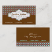 ブラウンブルー水玉模様インテリア名刺 名刺 (正面/裏面)