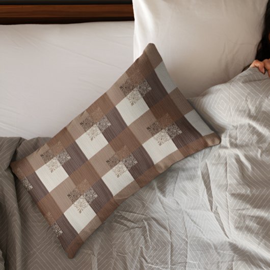 ブラウンブロックプリント枕ケース 枕カバー