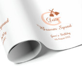 ブラウンブロムスクワッド誕生日名ピーチモノグラム ラッピングペーパー (ロールコーナー)