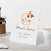 ブラウンブロムスクワッド誕生日名ピーチモノグラム 台座サイン (インサイチュ)