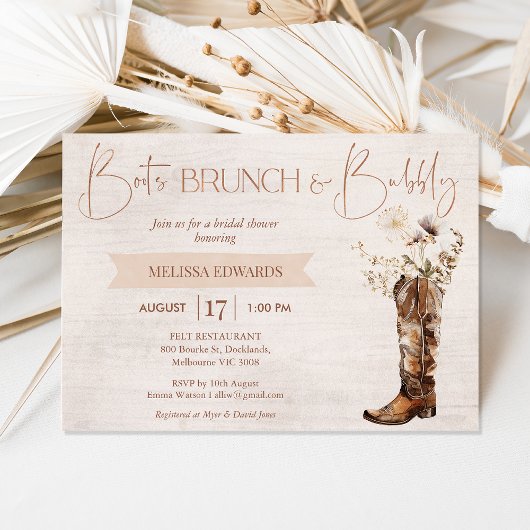 ブラウンブ素朴ートブランチバブリーブライダルシャワー 招待状