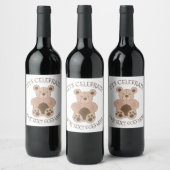 ブラウンプラッシュのおもちゃテディベアぬいぐるみ動物の好意 ワインラベル (ボトル)