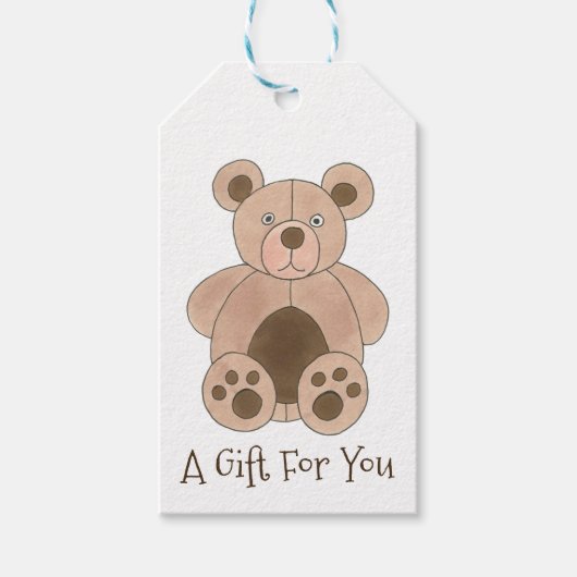 ブラウンプラッシュ玩具テディベアぬいぐるみ動物誕生日 ギフトタグ (正面)