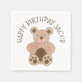 ブラウンプラッシュ玩具テディベアぬいぐるみ動物誕生日 スタンダードカクテルナプキン
