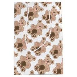 ブラウンプラッシュ玩具テディベアぬいぐるみ動物誕生日 ミディアムペーパーバッグ