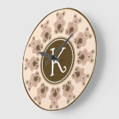 ブラウンプラッシュ玩具テディベアベッドルームイニシャル ラージ壁時計 (傾斜)