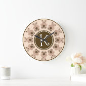 ブラウンプラッシュ玩具テディベアベッドルームイニシャル ラージ壁時計 (ホーム)