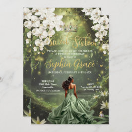 ブラウンプリンセスとカエルのセージ緑のドレス甘い16 招待状