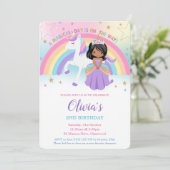 ブラウンプリンセスユニコーンバースデーパーティーレインボー 招待状 (スタンド正面)