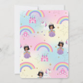 ブラウンプリンセスユニコーンバースデーパーティーレインボー 招待状 (裏面)