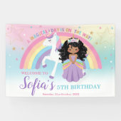 ブラウンプリンセスユニコーン誕生日レインボーウェルカム 横断幕 (横)