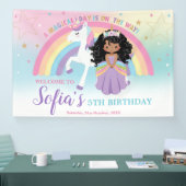 ブラウンプリンセスユニコーン誕生日レインボーウェルカム 横断幕 (トレードショー)