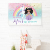 ブラウンプリンセスユニコーン誕生日レインボーウェルカム 横断幕 (インサイチュ)