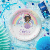 ブラウンプリンセス&ユニコーンバースデーパーティーレインボー ペーパープレート (パーティー)