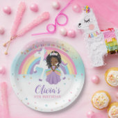 ブラウンプリンセス&ユニコーンバースデーパーティーレインボー ペーパープレート (パーティー)