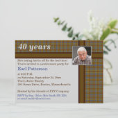 ブラウンプレイドブルー&シルバーリタイアメント招待状 招待状 (スタンド正面)