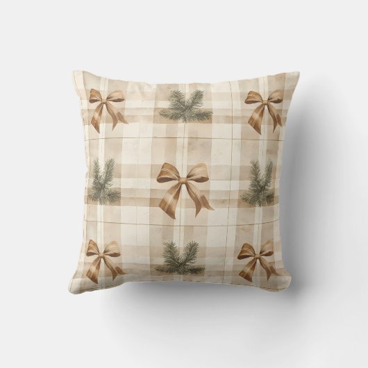 ブラウンプレードボー素朴グモダンリーンファームハウス クッション (裏面)