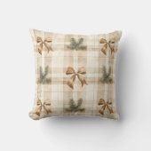 ブラウンプレードボー素朴グモダンリーンファームハウス クッション (正面)