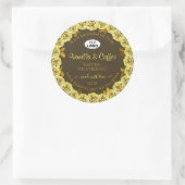 ブラウンプロダクトラベルイエローローズの開花追加ロゴ ラウンドシール (バッグ)