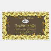 ブラウンプロダクトラベルイエローローズの開花追加ロゴ 長方形シール (正面)