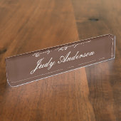 ブラウンプロフェッショナルプレーンモダンエレガント デスクネームプレート (側面)