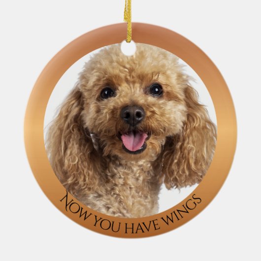 ブラウンプードルエンジェルパーソナライズされたメモリアル セラミックオーナメント (裏面)