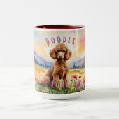 ブラウンプードルマグ、カスタマイズ可能なファームサンライズ マグカップ (中央)