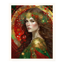 ブラウンヘアのクリスマスリフレクション女性