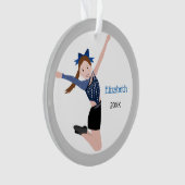 ブラウンヘアのダンスチームのパフォーマー オーナメント (正面)