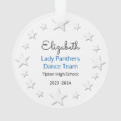 ブラウンヘアのダンスチームのパフォーマー オーナメント (裏面)