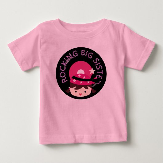 ブラウンヘアのロックする姉 ベビーTシャツ (正面)