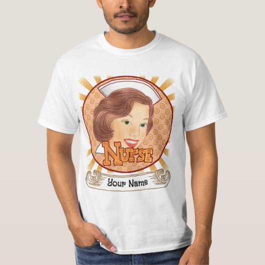 ブラウンヘアカスタムナースTシャツ Tシャツ (正面)