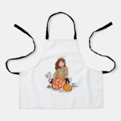 ブラウンヘアカラーリングカボチャの美しい女の子 エプロン (正面)