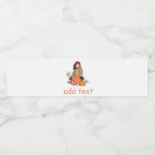 ブラウンヘアカラーリングカボチャの美しい女の子 ペットボトルラベル (シングルラベル)