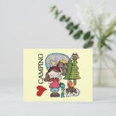 ブラウンヘアガール私はキャンプが大好き ポストカード (スタンド正面)