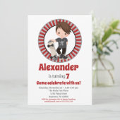 ブラウンヘアスケートボードボーイズ誕生日招待状 招待状 (スタンド正面)