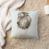 ブラウンヘアトップノット文 クッション (ブランケット)