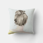 ブラウンヘアトップノット文 クッション (裏面)